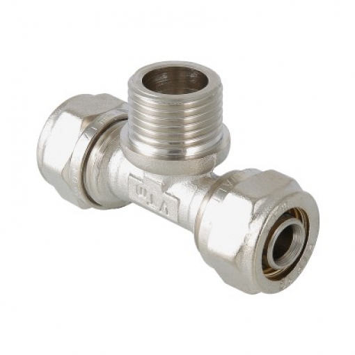 Тройник обжимной прямой Valtec 20x1/2'', с наружной резьбой